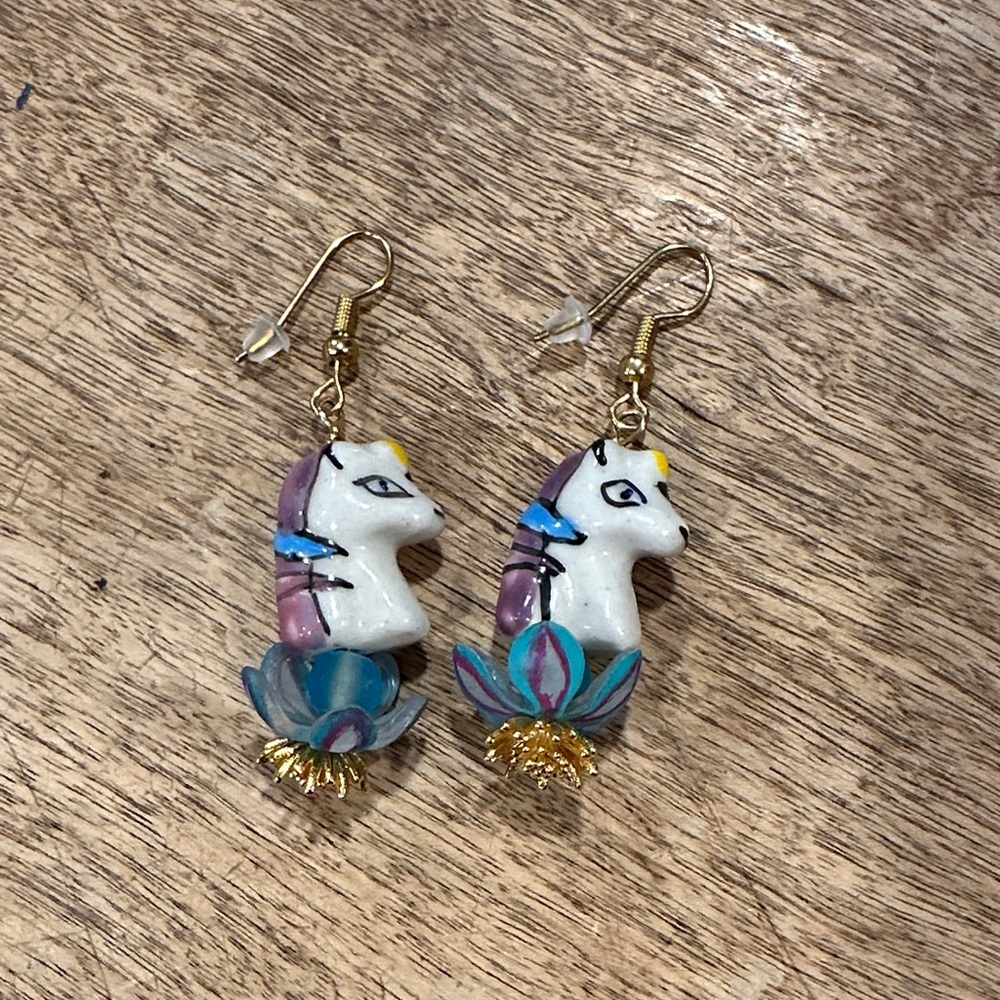 Colorful Unicorn and Flower Earrings